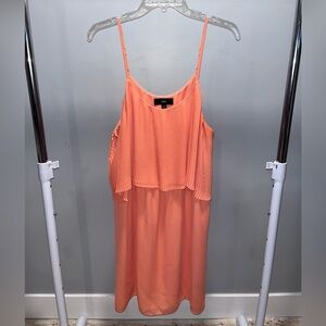 Coral Sleeveless Pleated Dress